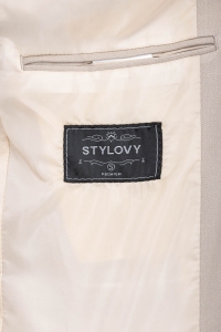 Beżowa marynarka męska ze stójką casual slim fit Stylovy 2182