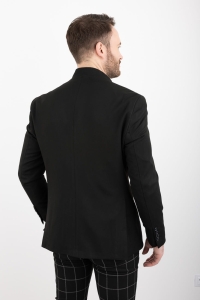 Czarna marynarka męska ze stójką casual slim fit Stylovy 2182