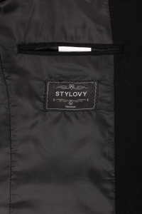 Czarna marynarka męska ze stójką casual slim fit Stylovy 2182