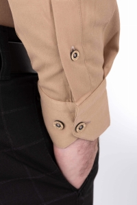 Koszula męska beżowa ze stójką slim fit Stylovy 1963S