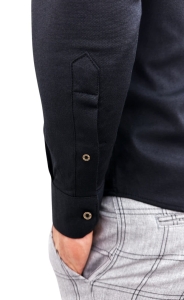 Czarna koszula męska slim fit oxford zapinana do połowy Stylovy 2009s