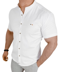 Koszula męska z krótkim rękawem biała slim fit logo Stylovy 2044s