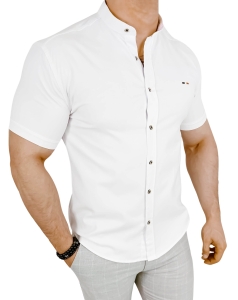 Koszula męska z krótkim rękawem biała slim fit logo Stylovy 2044s
