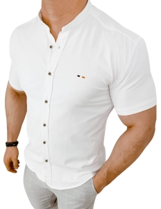 Koszula męska z krótkim rękawem biała slim fit logo Stylovy 2044s