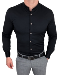 Czarna koszula męska ze stójką slim fit Rs 1180s
