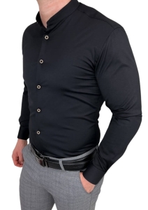 Czarna koszula męska ze stójką slim fit Rs 1180s
