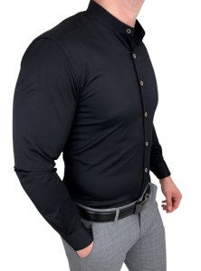 Czarna koszula męska ze stójką slim fit Rs 1180s