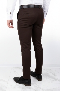 Czekoladowe spodnie męskie materiałowe chinosy czekolada slim fit M-100 5100