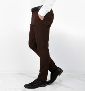 Czekoladowe spodnie męskie materiałowe chinosy czekolada slim fit M-100 5100