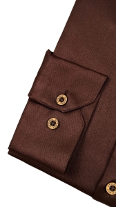 Brązowa koszula męska slim fit czekoladowa ze stójką 1966