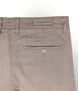 Spodenki męskie beżowe szorty chinos bermudy bawełniane slim fit 250