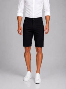 Spodenki męskie czarne szorty chinosy bawełniane slim fit 250