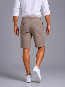 Spodenki męskie beżowe szorty chinos bermudy bawełniane slim fit 250