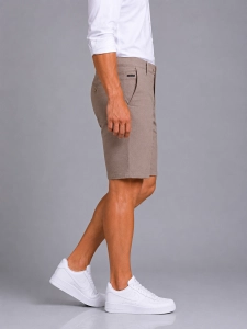Spodenki męskie beżowe szorty chinos bermudy bawełniane slim fit 250