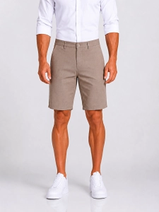 Spodenki męskie beżowe szorty chinos bermudy bawełniane slim fit 250