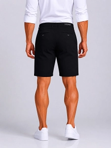Spodenki męskie czarne szorty chinosy bawełniane slim fit 250