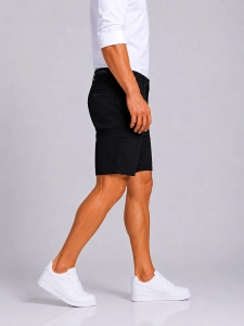 Spodenki męskie czarne szorty chinosy bawełniane slim fit 250