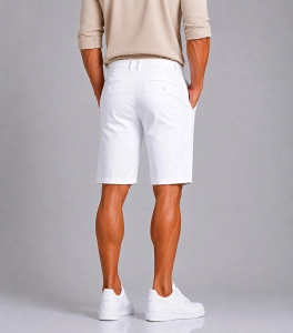 Spodenki męskie białe szorty chinosy bawełniane slim fit 250