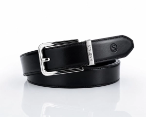 Pasek skórzany męski czarny automatyczny z klasyczną klamrą - Modus Belt