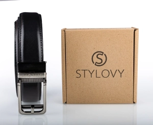 Pasek skórzany męski czarny automatyczny z klasyczną klamrą - Modus Belt