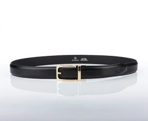 Pasek skórzany męski czarny automatyczny z klasyczną złotą klamrą - Modus Belt