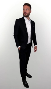Czarny garnitur męski slim fit 5643