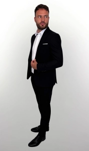 Czarny garnitur męski slim fit 5643