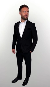 Czarny garnitur męski slim fit 5643