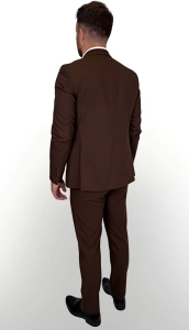 Brązowy garnitur męski czekoladowy slim fit 5644