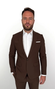 Brązowy garnitur męski czekoladowy slim fit 5644