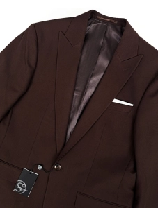 Brązowy garnitur męski czekoladowy slim fit 5644