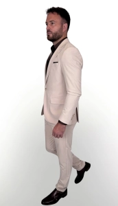 Beżowy garnitur męski kremowy slim fit 5645