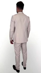 Beżowy garnitur męski kremowy slim fit 5645