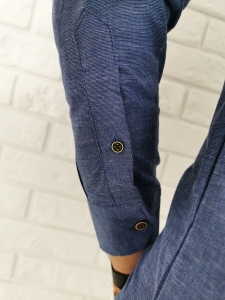 Granatowa slim fit zapięcie do połowy ozdobne przeszycia 0376/20