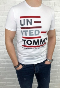 Biała męska koszulka Tommy Life z napisami united