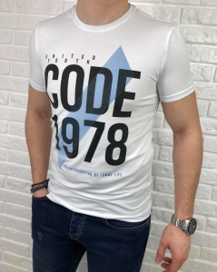 Biały męski T-shirt Tommy Life Code