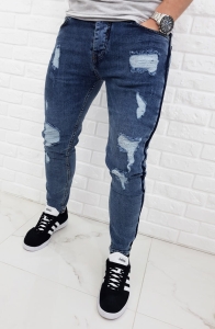 Jeansy z przetarciami i lampasem Zara men K:058-4