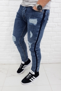 Jeansy z przetarciami i lampasem Zara men K:058-4