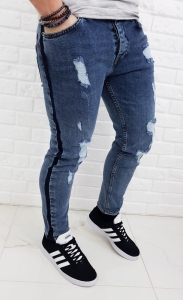 Jeansy z przetarciami i lampasem Zara men K:058-4