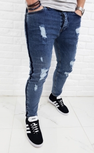 Jeansy z przetarciami i lampasem Zara men K:058-4