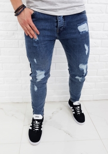 Jeansy z przetarciami i lampasem Zara men K:058-4