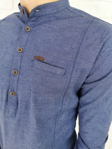 Granatowa slim fit zapięcie do połowy ozdobne przeszycia 0376/20
