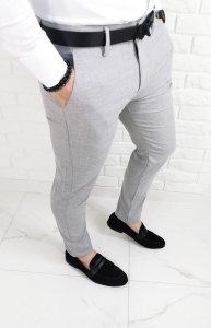 Jasnoszare bawełniane eleganckie spodnie slim fit 1474