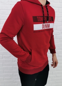Bordowa bluza Tommy life denim z kapturem 87651