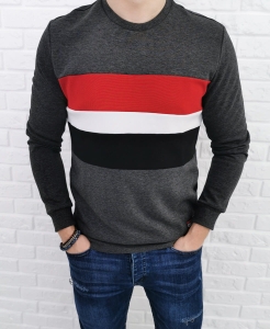 Ciemnoszara bluza Tommy Life z kolorowymi wstawkami
