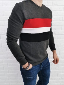 Ciemnoszara bluza Tommy Life z kolorowymi wstawkami