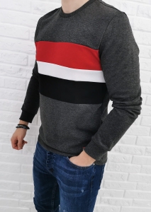 Ciemnoszara bluza Tommy Life z kolorowymi wstawkami