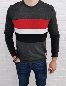 Ciemnoszara bluza Tommy Life z kolorowymi wstawkami