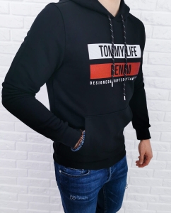 Czarna bluza Tommy life denim z kapturem 87651
