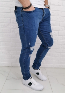 Niebieskie jeansy Denim Pasaport z dziurami 541